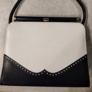 Vintage Naturalizer simulated leather navy and white wingtip purse